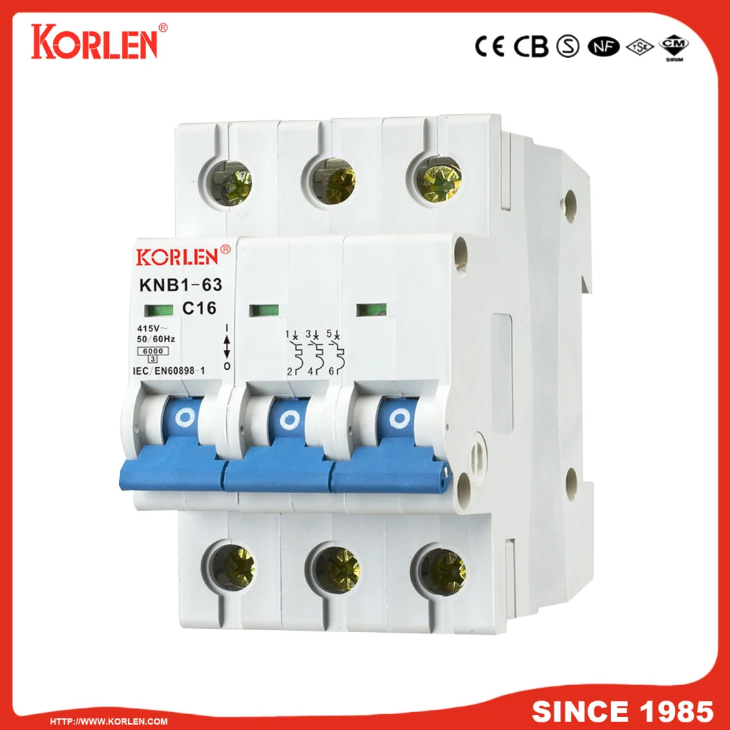 Miniature Circuit Breaker 6ka 16A CB Semko Knb1-63 1p