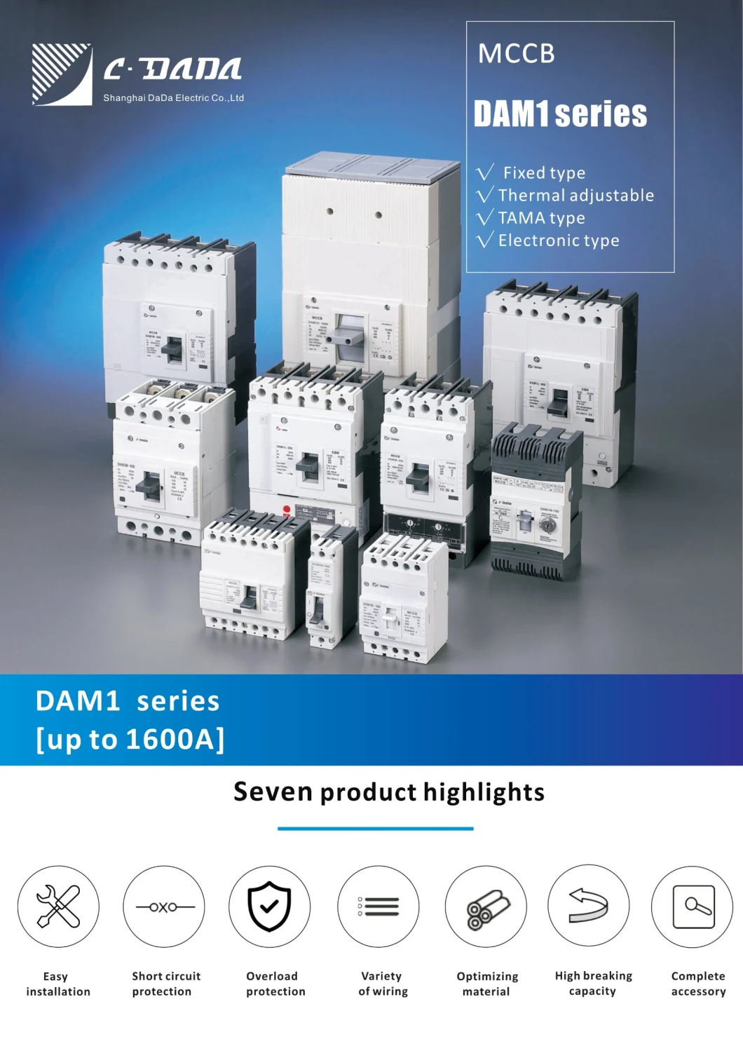 Intelligent Type MCCB Dam1-800 Electronic 3 Phase