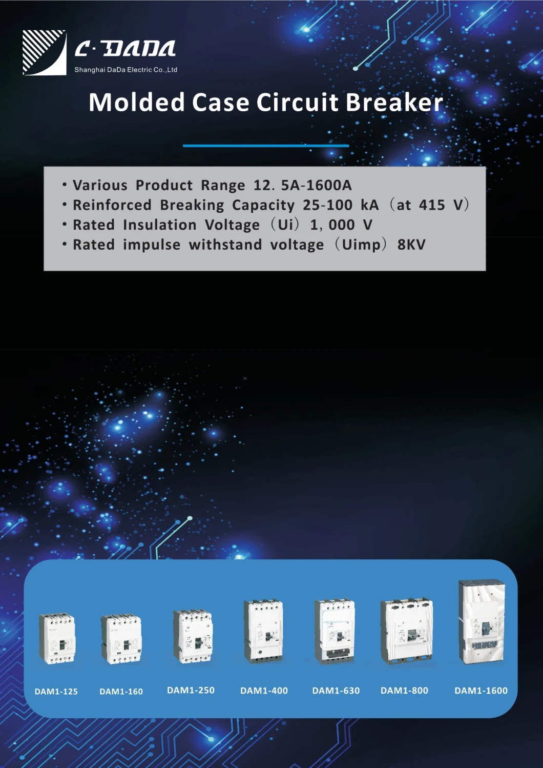 Intelligent Type MCCB Dam1-800 Electronic 3 Phase