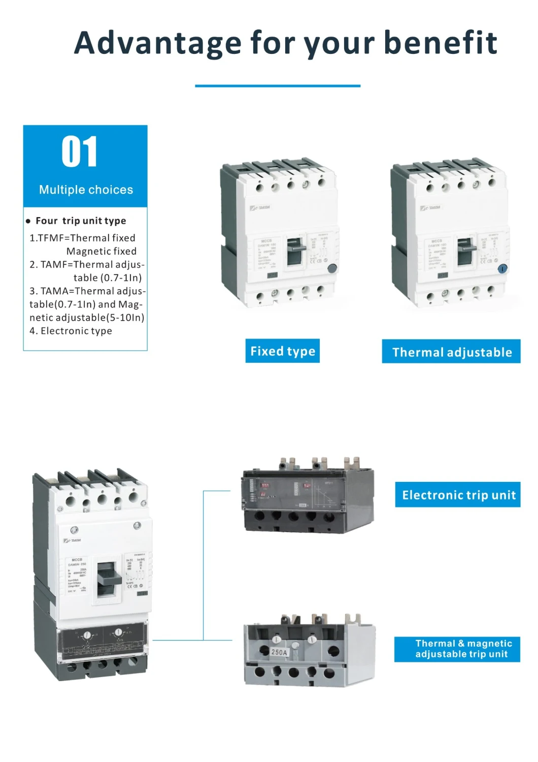 Intelligent Type MCCB Dam1-800 Electronic 3 Phase