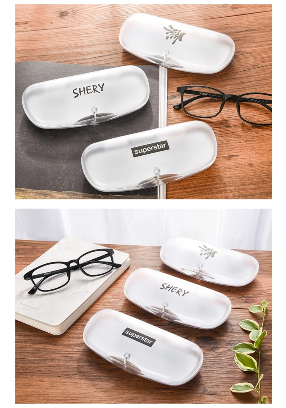 Wholesale Translucent Protective Case for Reading and Sunglasses; Hard Frosted Plastic Glasses Case