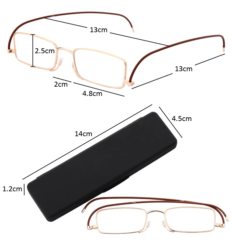 2020 Rotation Folding Reading Glasses Eyewear Pocket Reading Glasses with Metal Frames Tr90 Temples and Case