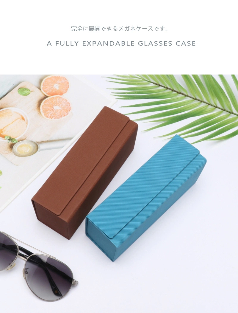 New Arrival Foldable Eyeglasses Case with PU Leather Surface and Felt Lining for Reading Glasses and Sunglasses