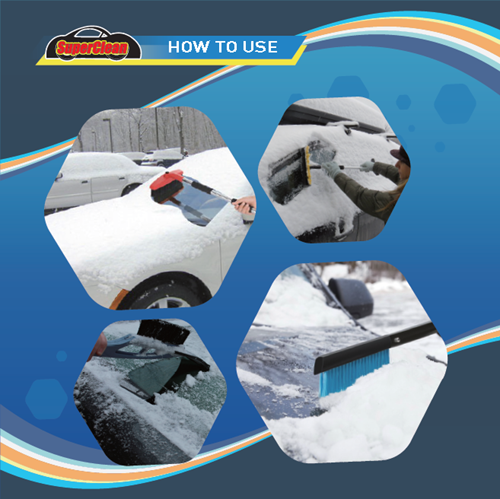 Soft Bristle Snow Brush for Car Cleaning with Ice Shovel