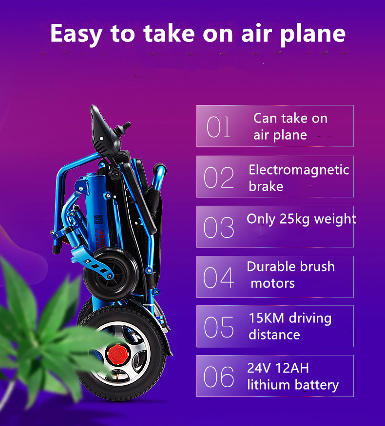 250W Brush Motor Light Foldable Electric Wheelchair