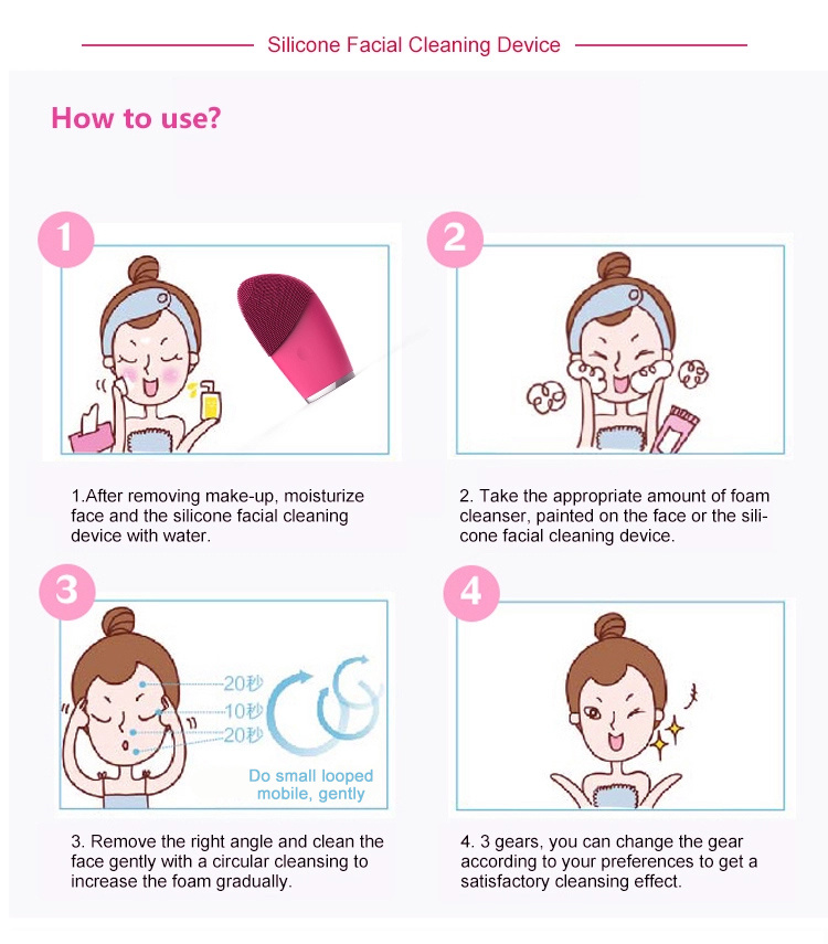 Waterproof Deep Cleansing Face Clean Device Silicone Electric Facial Brush