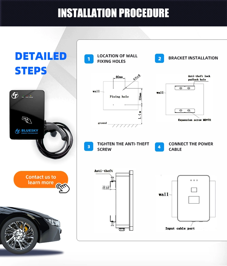 IEC 62196-2 7kw AC EV Charger Car Charging Station Wallbox 32AMP EV Wall Charger