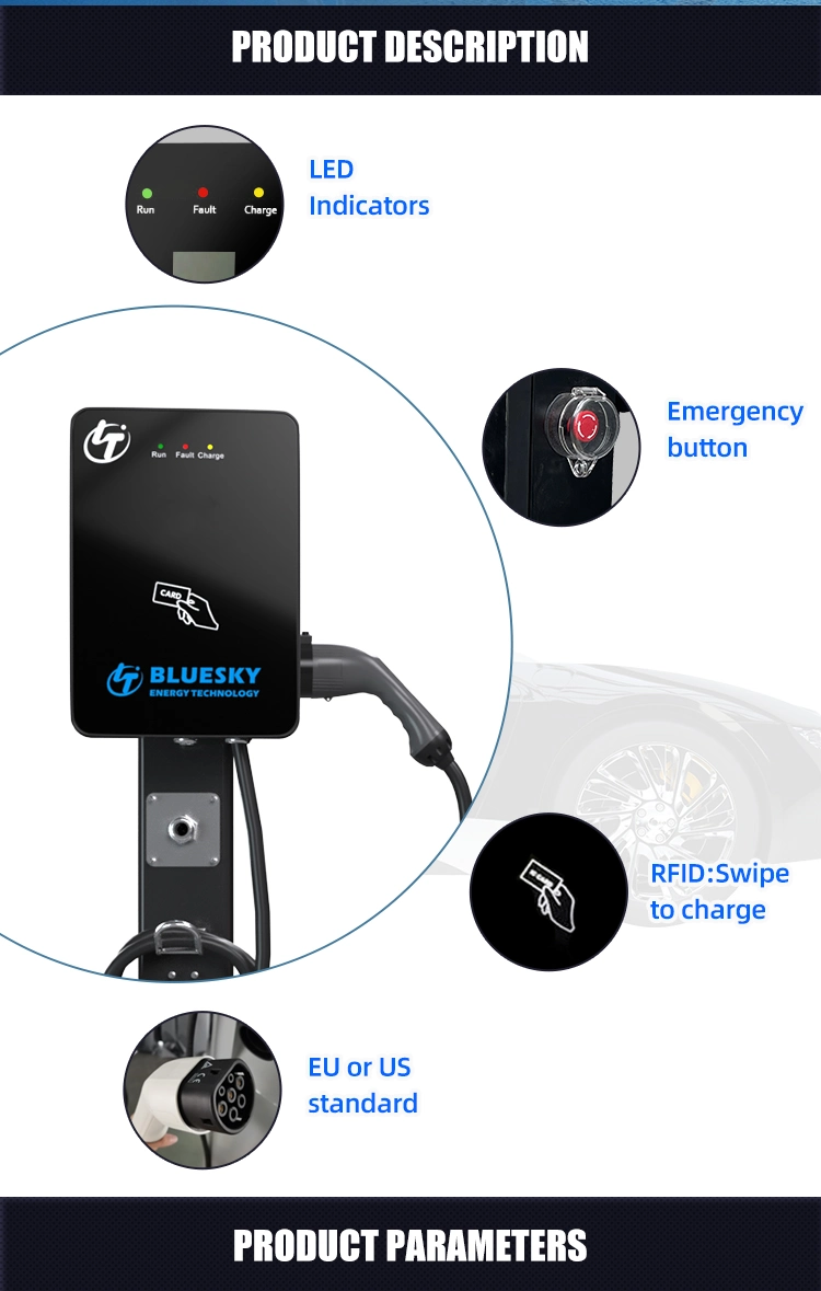 7kw AC EV Charger Ocpp Portable EV Charger Level 3 Electric Car Charging Solar EV Station Charging Controller Wallbox