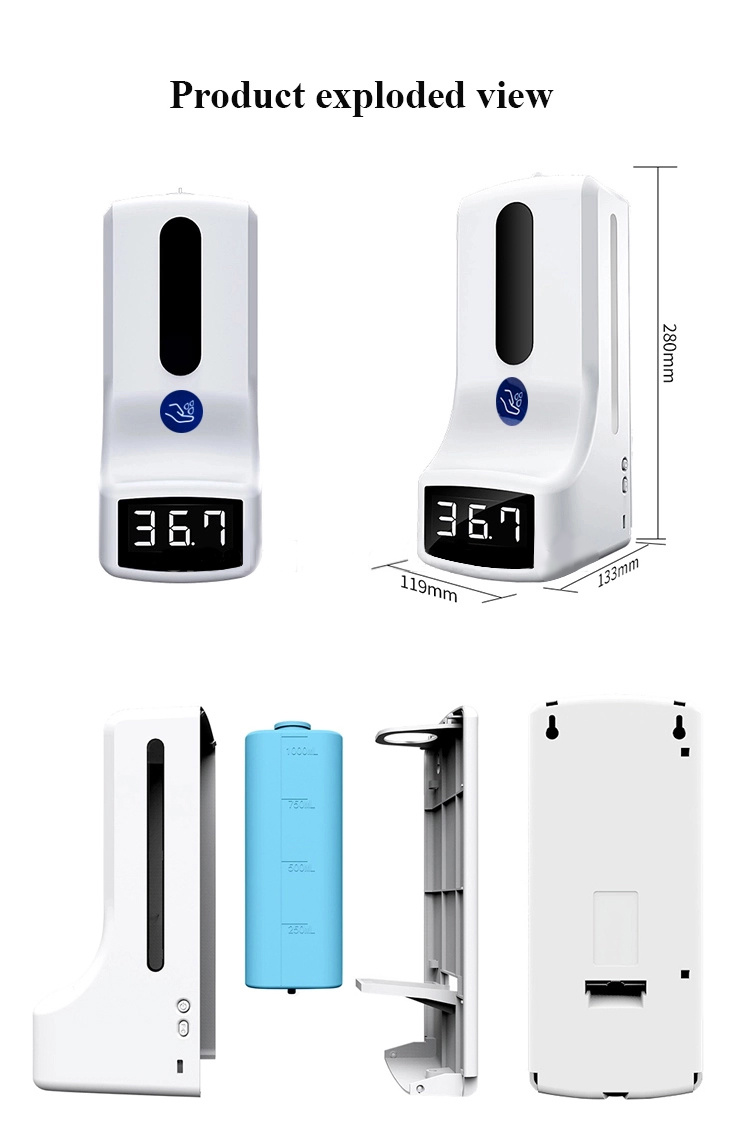 K9 Thermometer Soap Dispenser Easy Install Automatic Hand Sanitizing Dispenser
