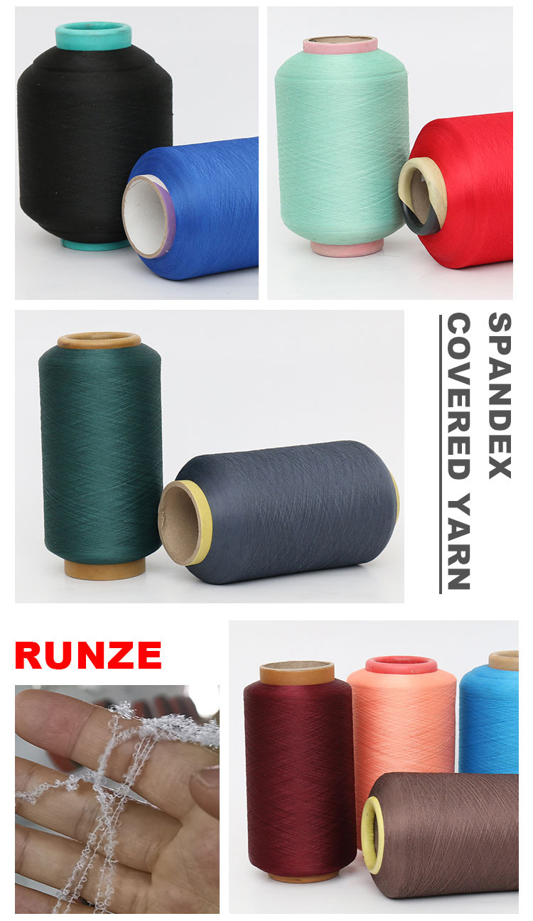 Yarn Suppliers Polyester Spandex Single Covered Yarn Elastic Yarn for Sock