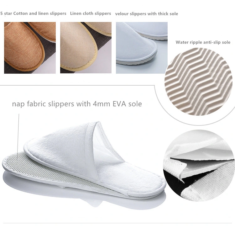 100% Cotton Linen Slippers Close Toe