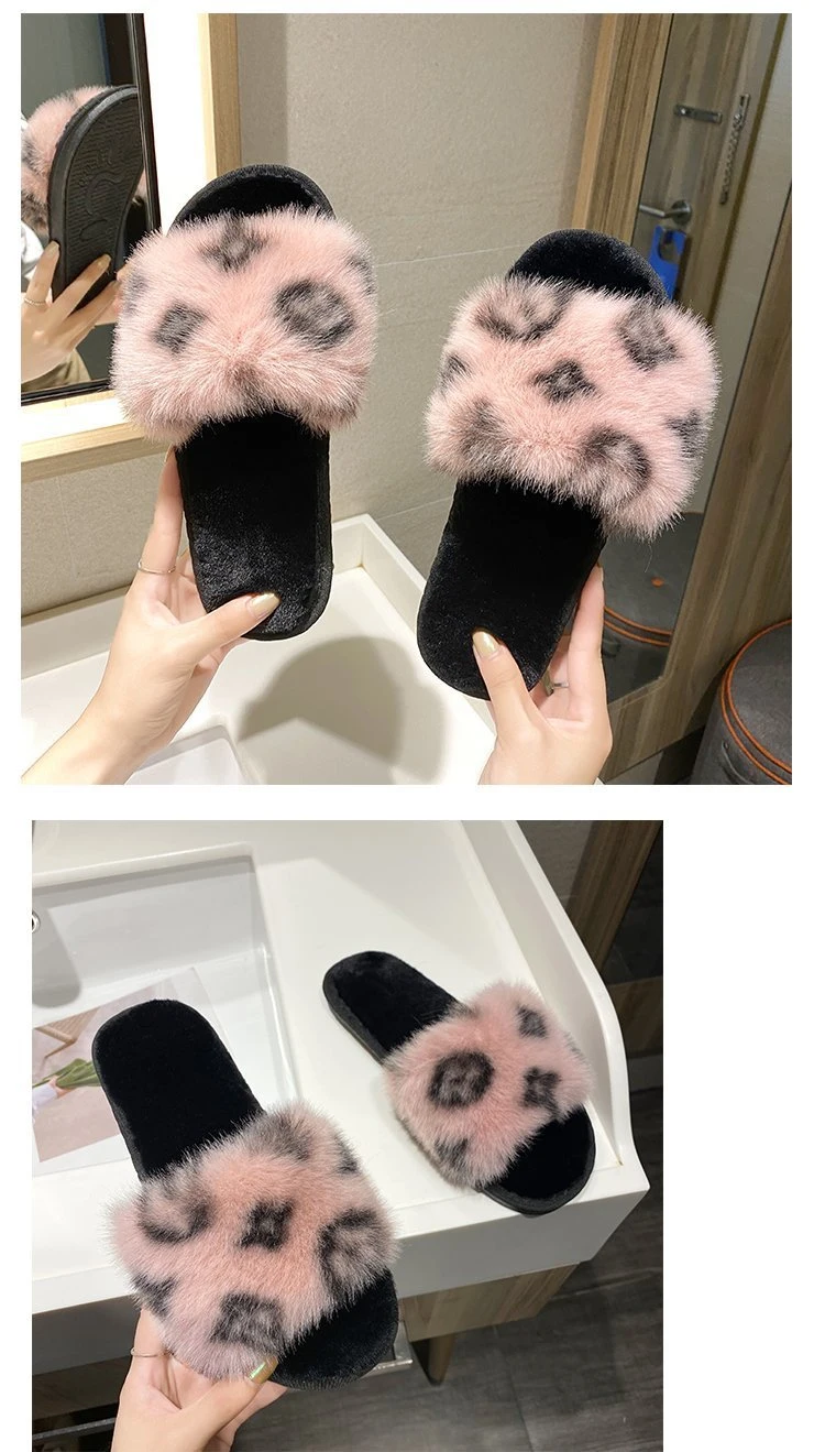 Wholesale Cheap Price Indoor Sandals Pink Fur Slippers Fluffy Sliders for Woman