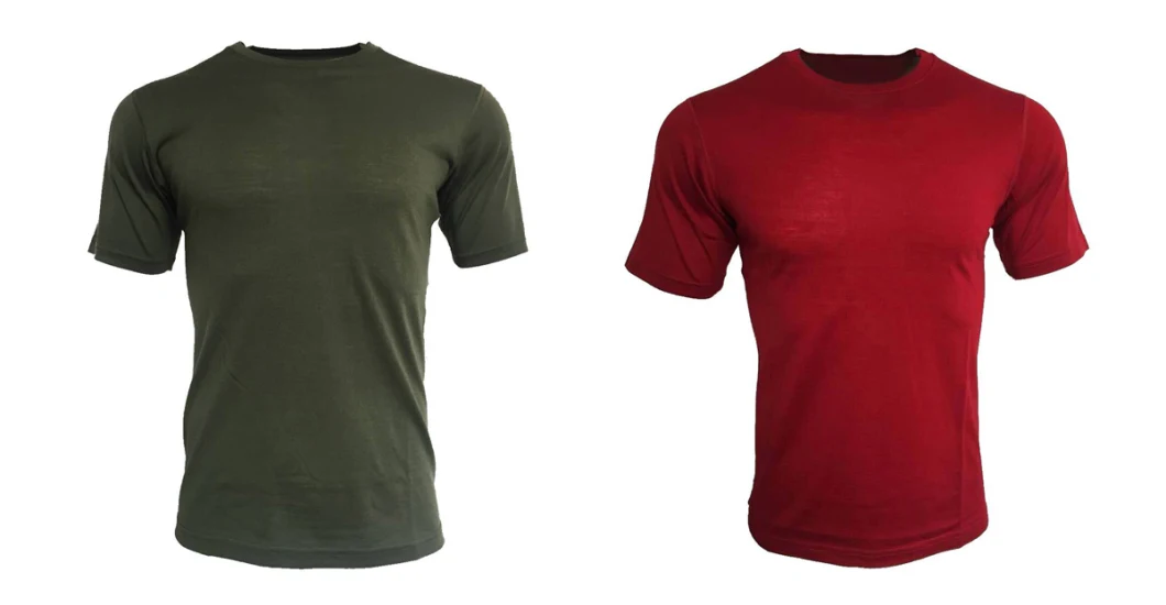 Men's Outdoor Camping Hiking Short Sleeve Breathable Lightweight Australian Merino Wool Crew Neck Shirt