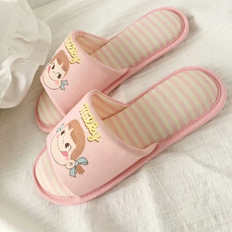 Fashion Cartoon Sandals and Slippers Female Home Indoor Couple Pure Cotton Breathable Non-Slip Slippers