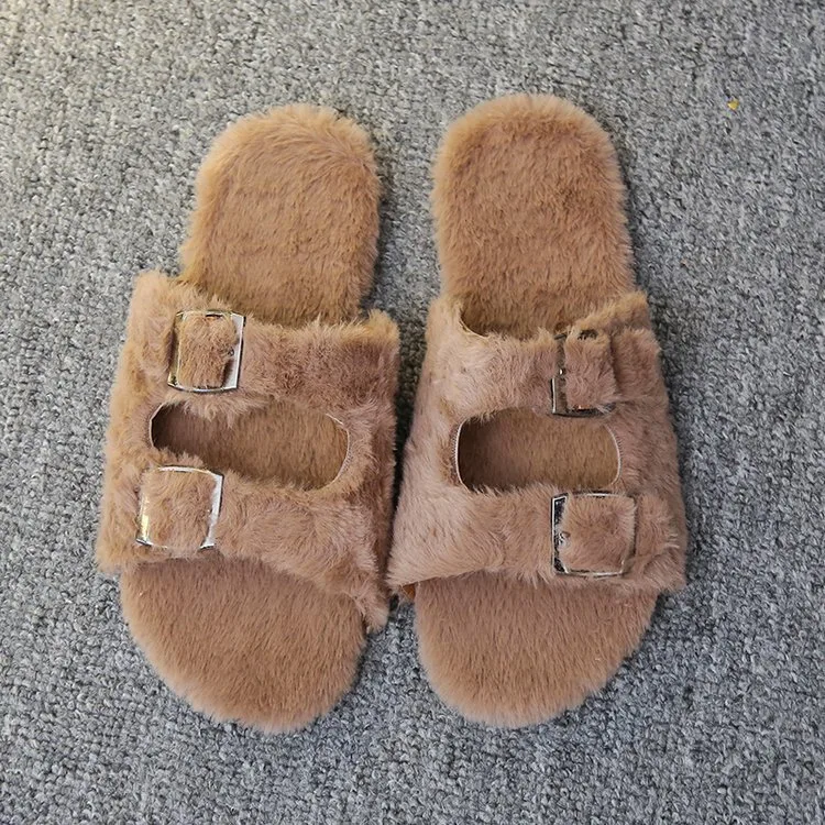 Wholesale Soft Fur Slippers, Cheap Price Women Sandals, Big Size 11 Ladies Slippers