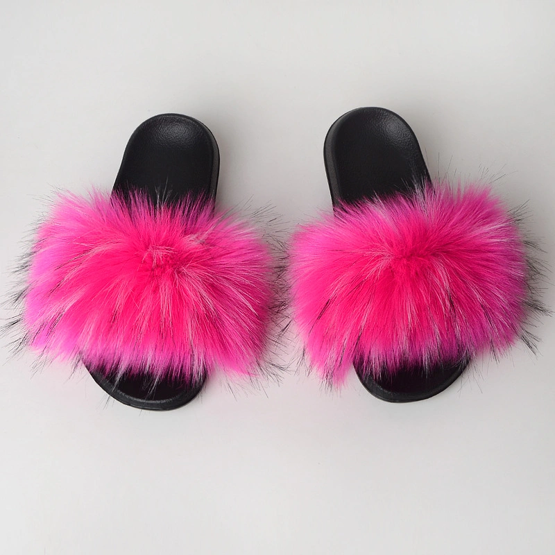 Wholesale Fur Slides Female, Popular Soft Fur Slippers Women, Multicolor Fur Sandals Women