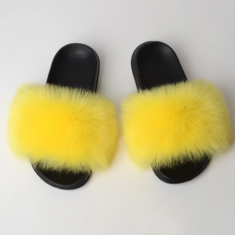 Wholesale Fur Slides Female, Popular Soft Fur Slippers Women, Multicolor Fur Sandals Women