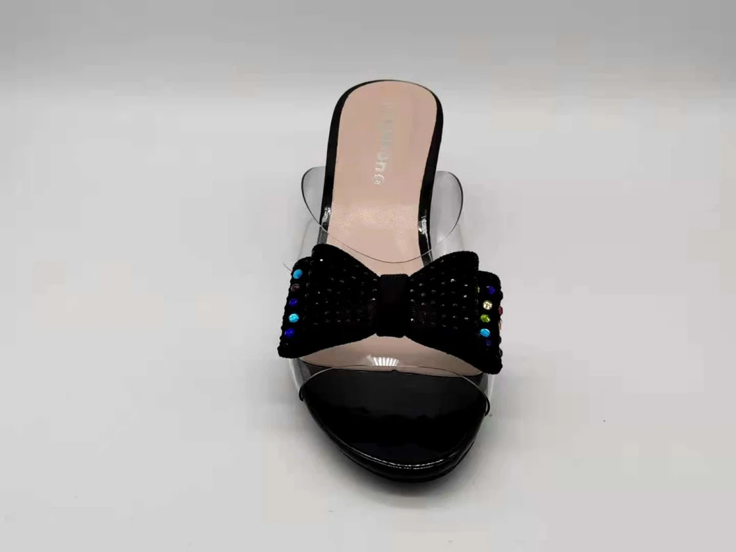 Stylish and Comfortable Black Bow Design Sexy Slippers Ladies Sandals