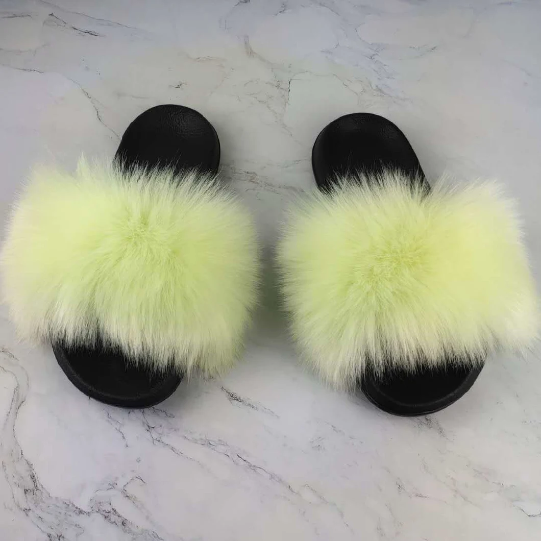 Best Seller Flats Fur Sandals, Wholesale Fur Slippers Women, Cheap Fur Slides Slippers for Ladies