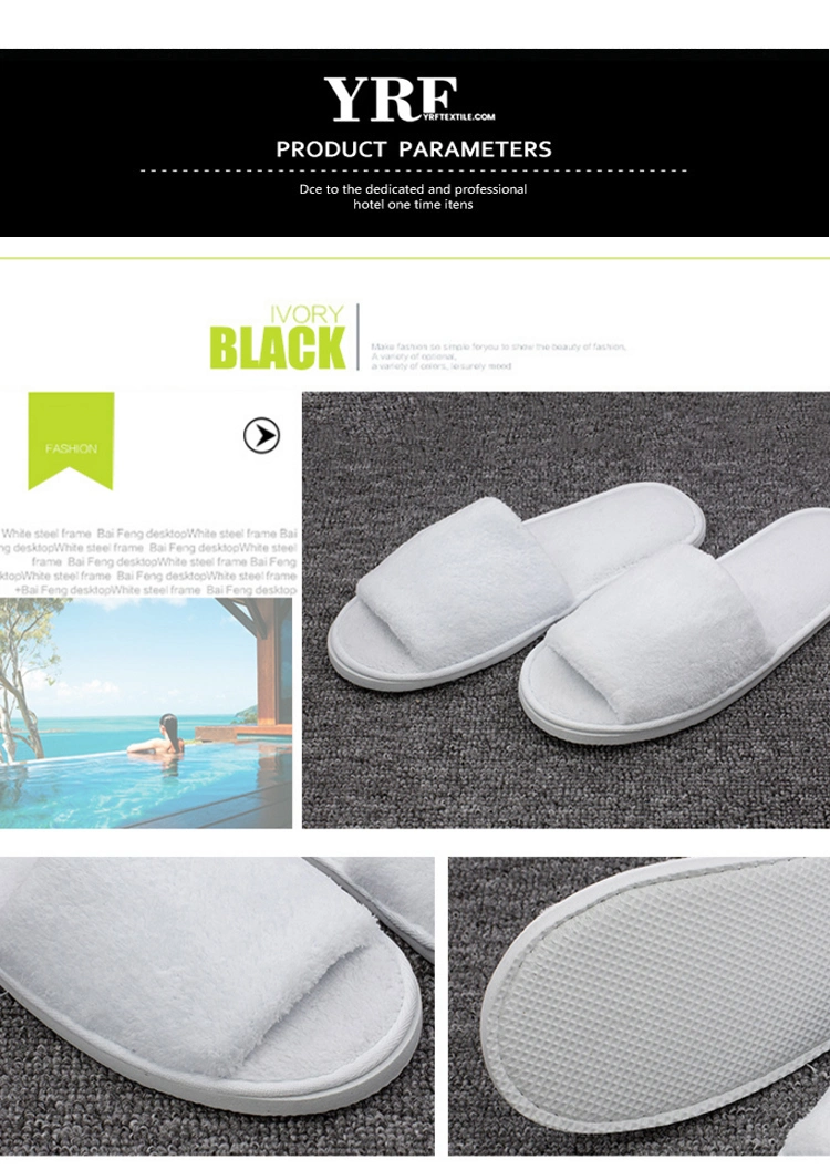 White Washable Open Toe Cotton Terry Slippers Hotel Slippers