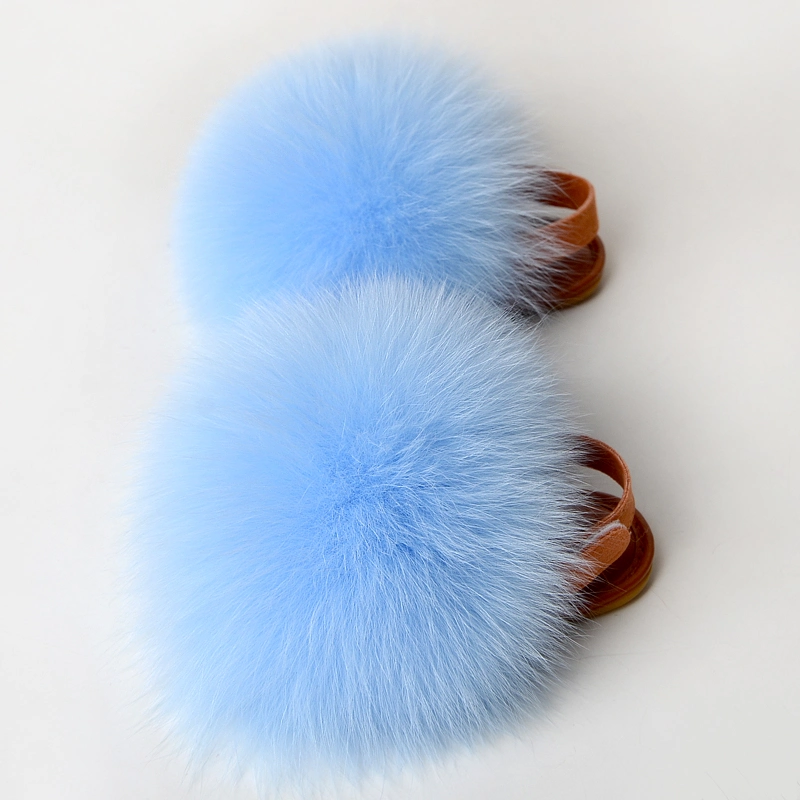 Back Straps Design Kids Fur Slippers, High Quality Baby Toddlers Fur Slipper Sandals, Kids Shoes