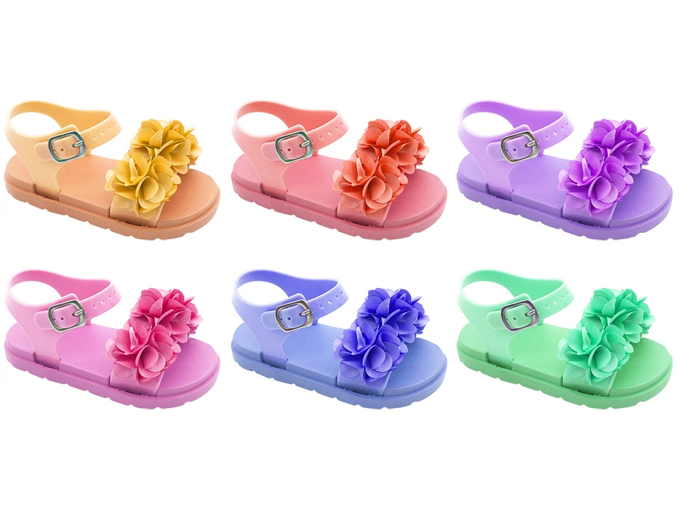 Jelly Sandals Baby Shoes Outdoor Slippers for Children Glitter Shiney Flower Upper Sandals