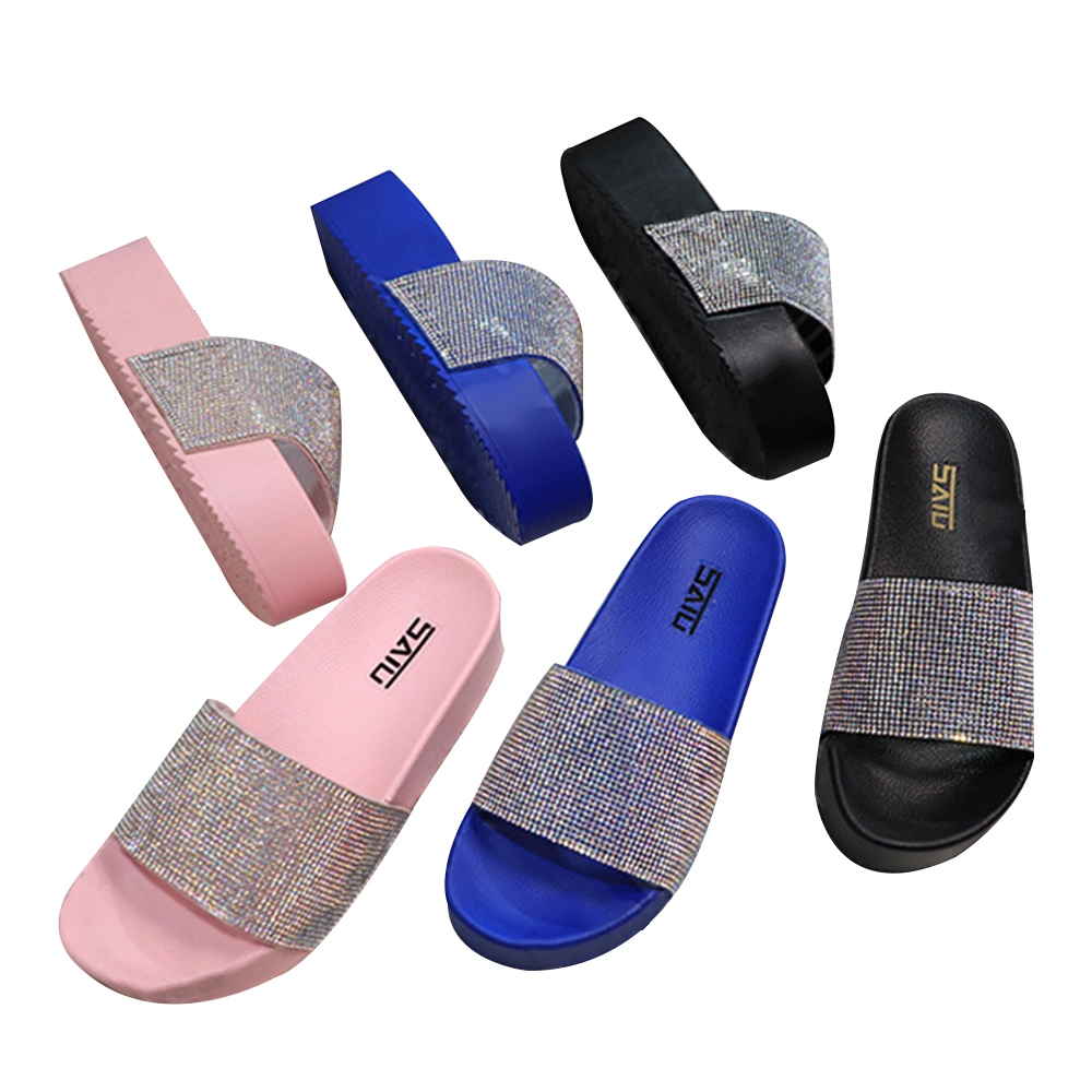 Superstarer Black Chunky Glitter Platform Sandals for Lady Women Casual Pink Flip Flop Slipper