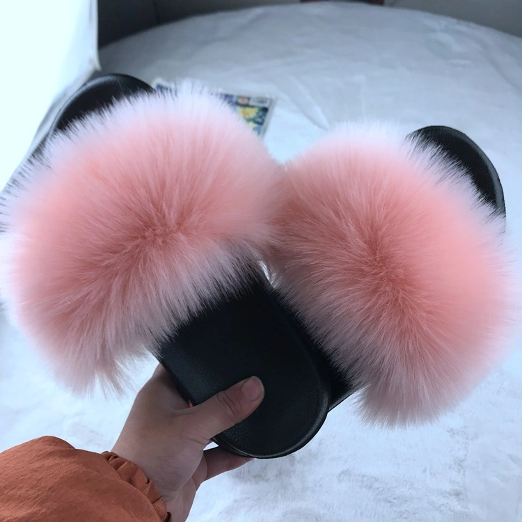 Wholesale Fur Slippers, Women and Ladies Fur Slides Sandals, Big Fur Fluffy Home Slides