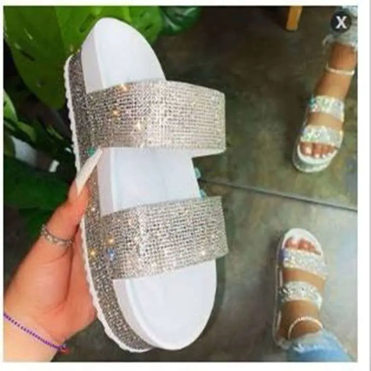 Platform Women Rhinestone Slippers, Wholesale Ladies Slippers, Women Shoes