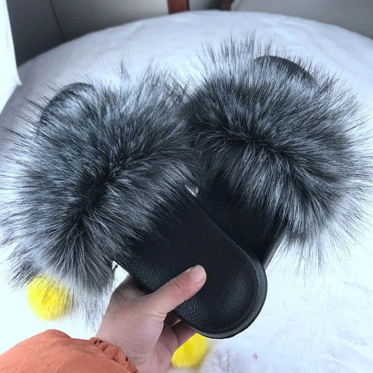 Wholesale Fur Slippers, Women and Ladies Fur Slides Sandals, Big Fur Fluffy Home Slides