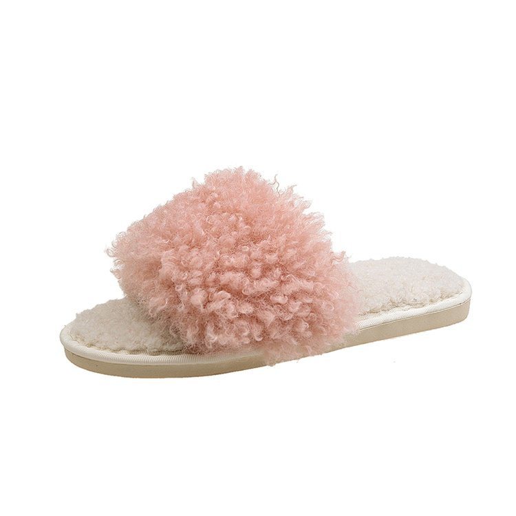 Girls Fashion Lamb Wool Sandals OEM Custom Furry Slides Wholesale Fur Slippers for Women