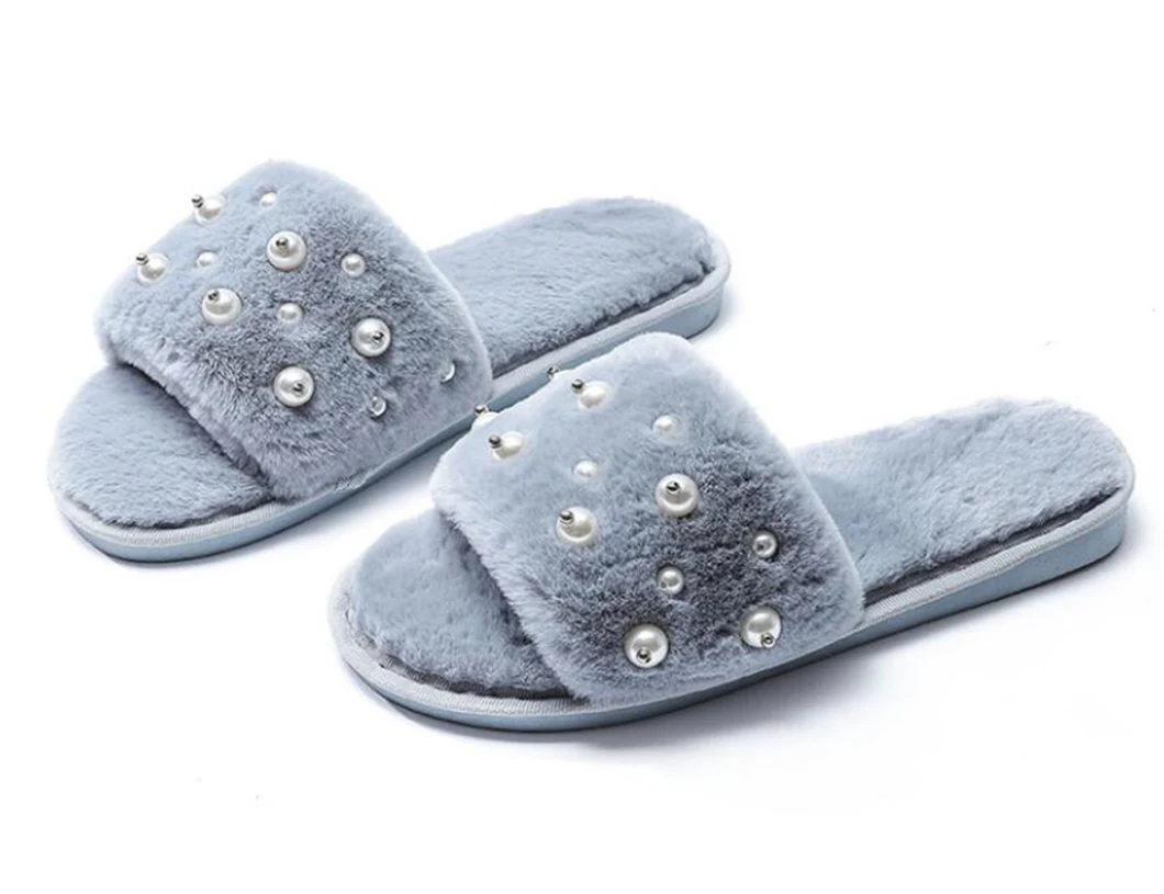 Pearls Upper Accessory Women's Indoor Slippers Outdoor Slippers Footwear Sandals Fur Sliders