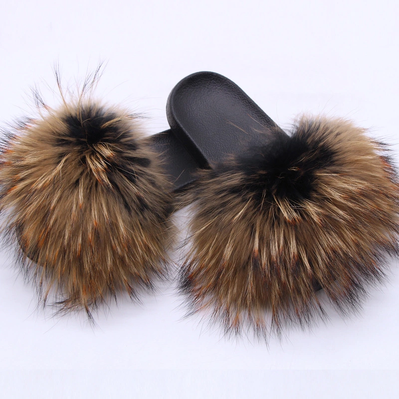 Luxury Fur Slides, Wholesale Flat Fur Slippers for Women and Ladies, High Quality Indoor Sandals