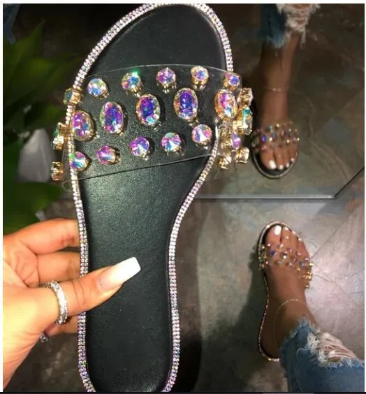 Rhinestone Slippers for Women, Womens Slides Footwear, Women Diamond Glitter Sandals