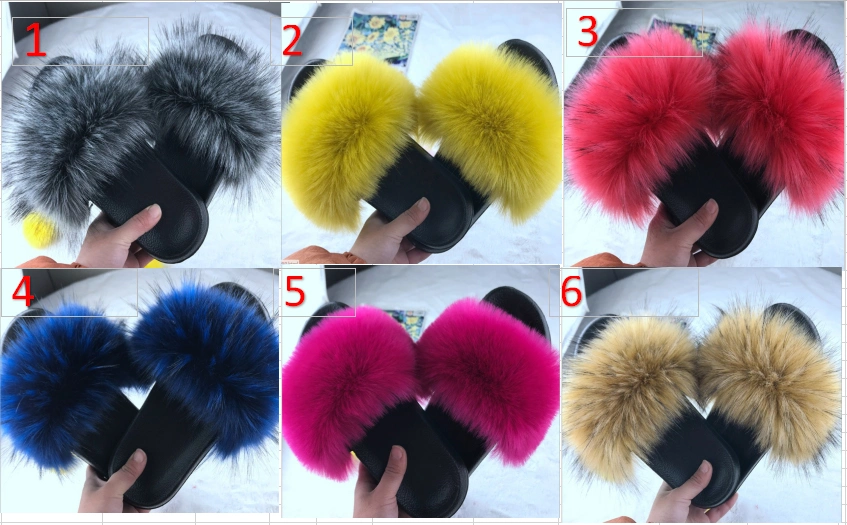 Women Indoor House Flat Fluffy Designers Furry Wholesale Fur Super Soft Home Luxury House Ladies Slippers for Women