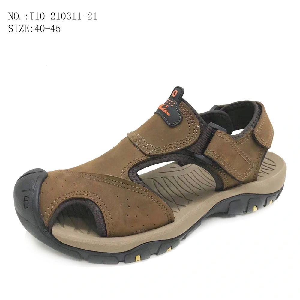 Good Quality Colorful Boys Men Leather Sandals Outdood Beach Slides Slippers (T10-210311-21)