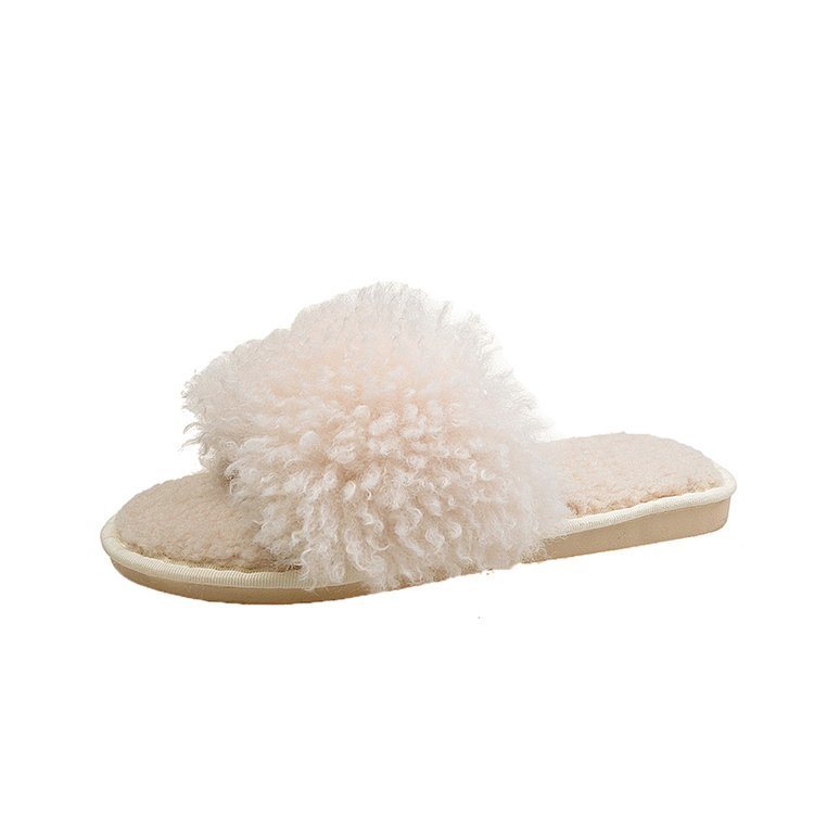 Girls Fashion Lamb Wool Sandals OEM Custom Furry Slides Wholesale Fur Slippers for Women