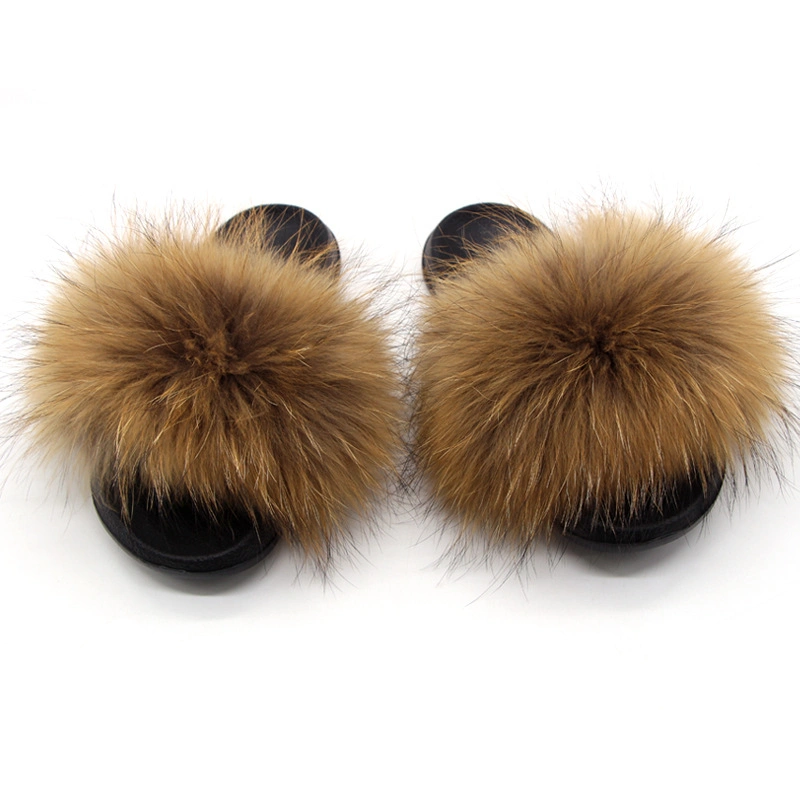 Luxury Fur Slides, Wholesale Flat Fur Slippers for Women and Ladies, High Quality Indoor Sandals