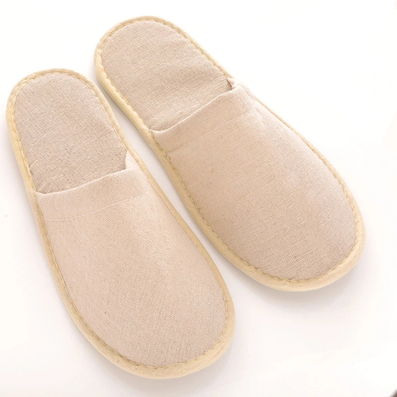 Close Toe Natural Burlap Slippers