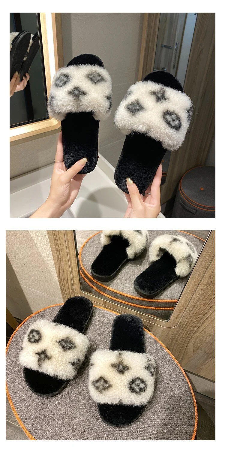 Wholesale Cheap Price Indoor Sandals Pink Fur Slippers Fluffy Sliders for Woman