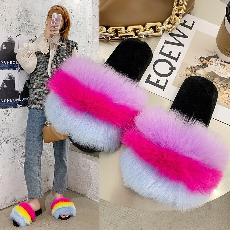 Wholesale Fashion Fur Filp-Flop, Flurry Fur Slippers, Cheap Women Slides Sandals