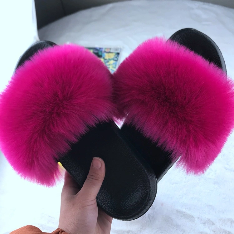 Wholesale Fur Slippers, Women and Ladies Fur Slides Sandals, Big Fur Fluffy Home Slides