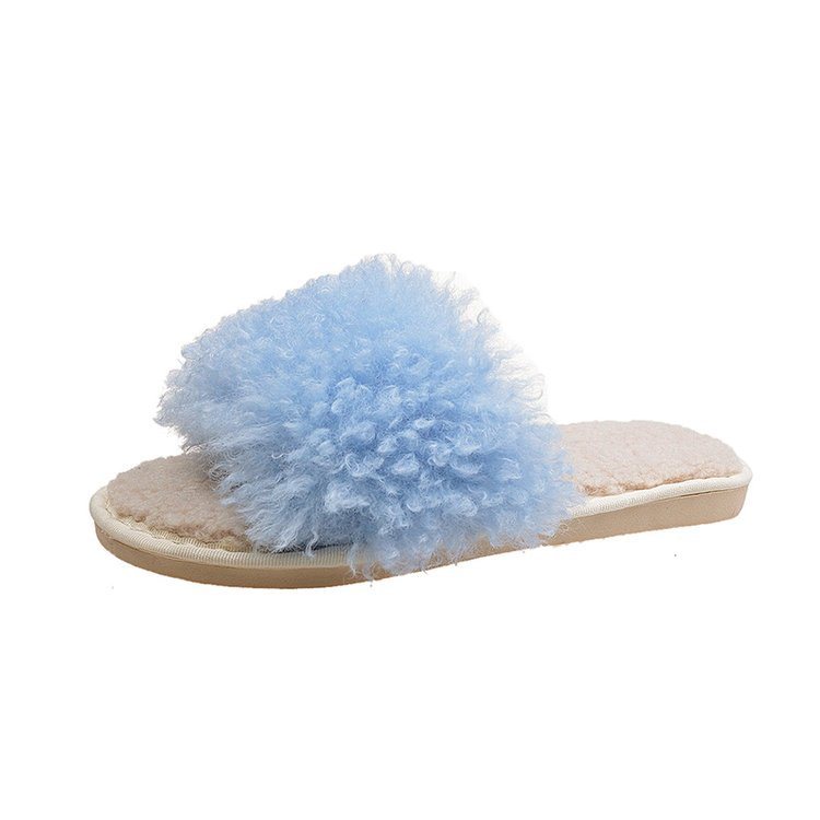 Girls Fashion Lamb Wool Sandals OEM Custom Furry Slides Wholesale Fur Slippers for Women