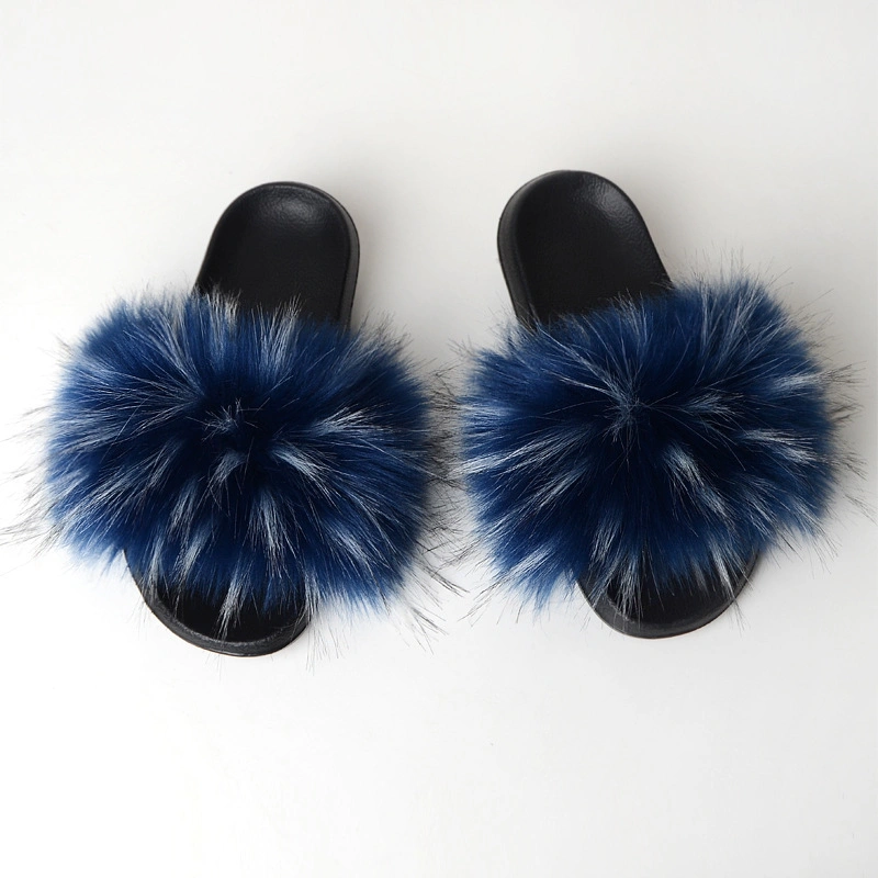 Wholesale Fur Slides Female, Popular Soft Fur Slippers Women, Multicolor Fur Sandals Women