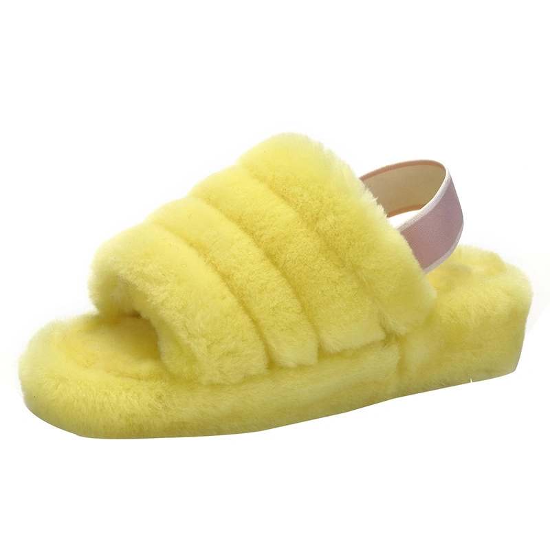 Women Plush Slippers Fuzzy House Slippers Soft Indoor SPA Bedroom Flat Slide Sandals with Elastic Strap Esg14302