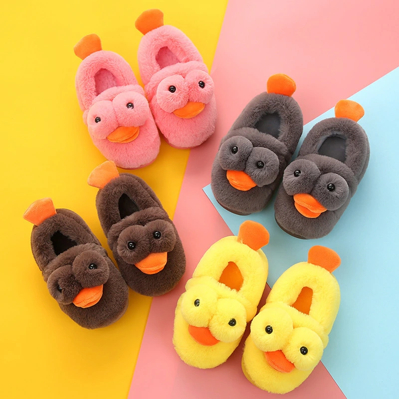 Cute Home Children's Cotton Shoes Slip on Small Duck Baby Plush Slippers