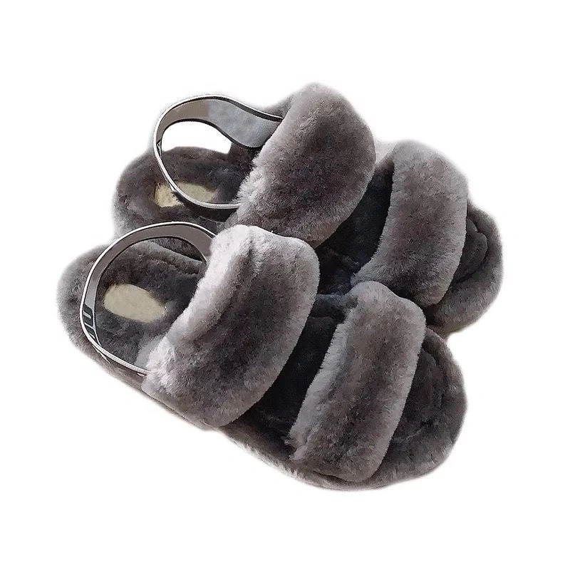 Wholesale Fur Slides for Women Ladies 2 Strap Sandals Factory Wholesales Slippers