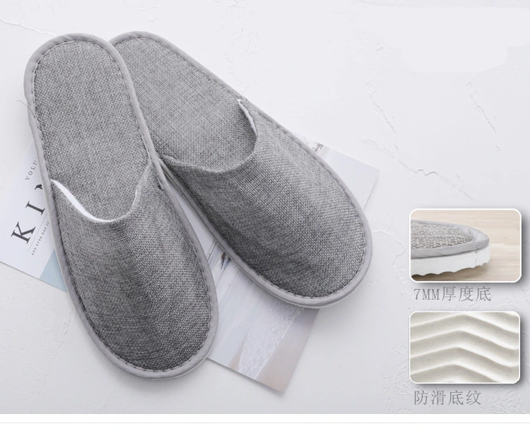 100% Cotton Linen Slippers Close Toe