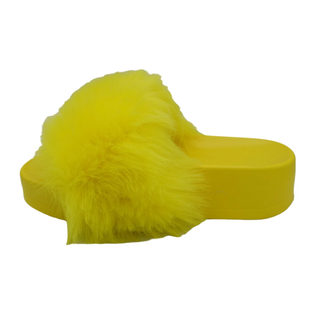 Lady Sandals Slippers Woman Shoes Flat Fur Slippers Faux