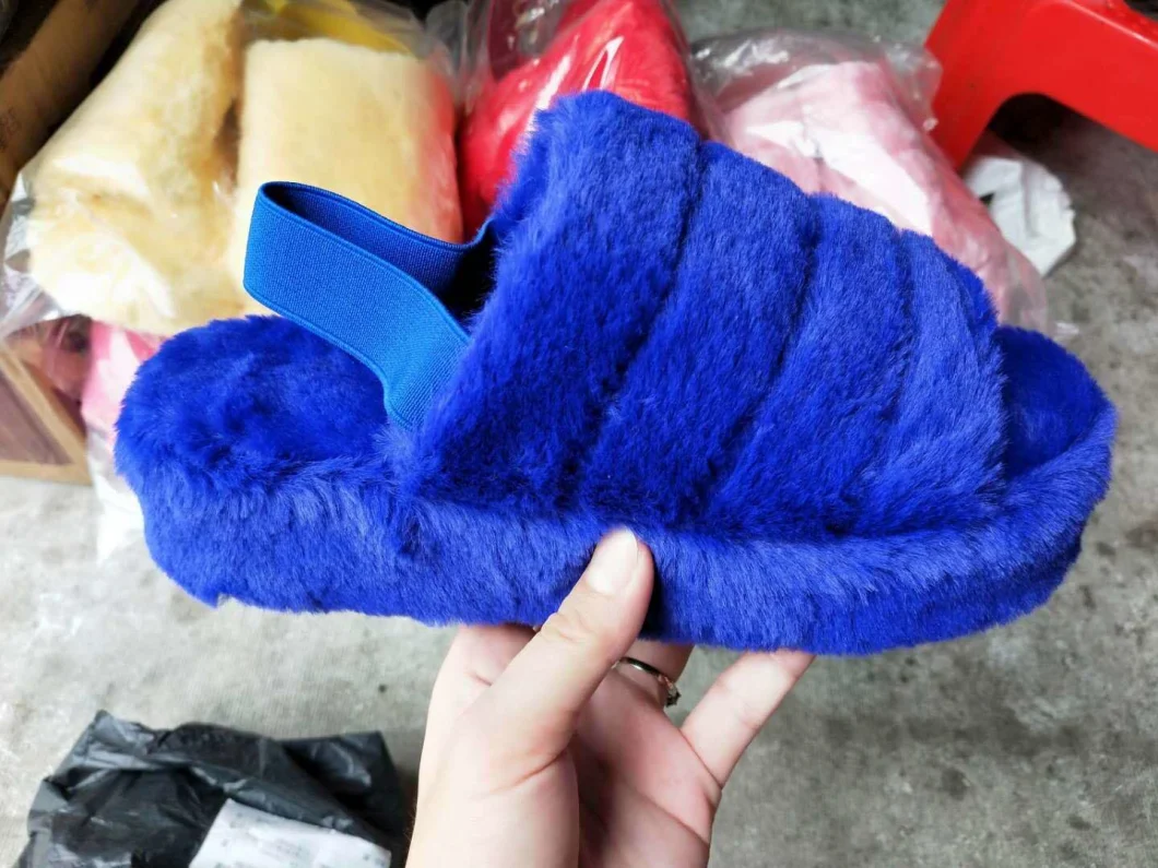 Wholesale Fur Slides for Women Ladies 2 Strap Sandals Factory Wholesales Slippers